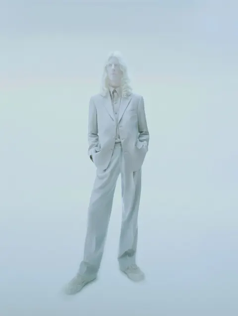 Avant-Garde Fashion Ad, Full Body on White