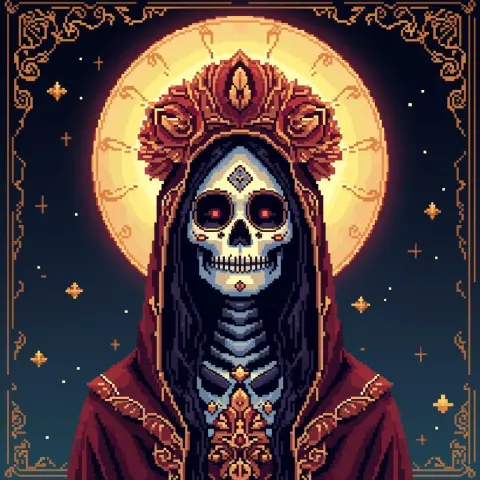 Santa Muerte in Elegant Eight Bit Symmetry