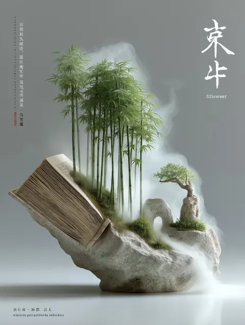 Macro close-up shot, a masterpiece of ancient Chinese Penjing. Its "flower pot" and "rockery" are ex