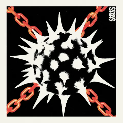 An illustration in style of contemporary graphic design of thorns and chain, aggresive design