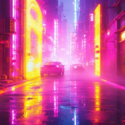 Hypnotic Neon Streets Through VHS Distortion