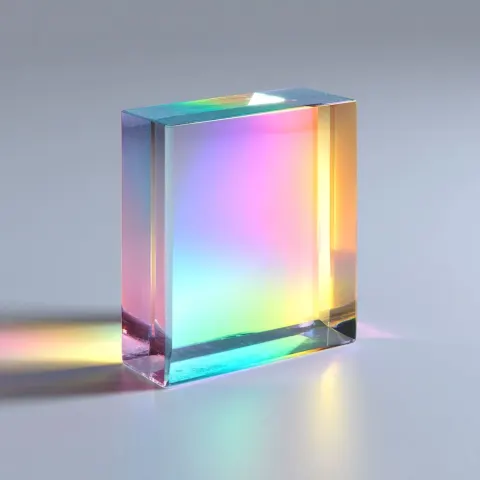 Floating Glass Prism with Rainbow Refraction
