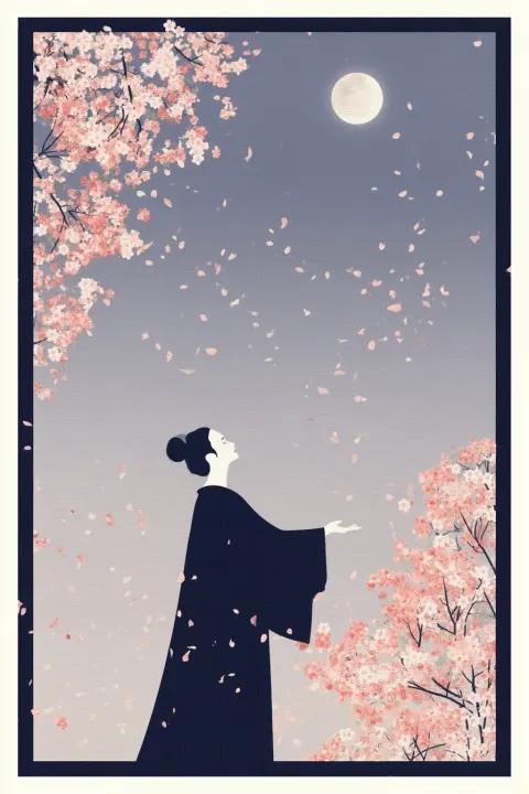 Minimalist hanafuda-style design, single-color theme with subtle gradients