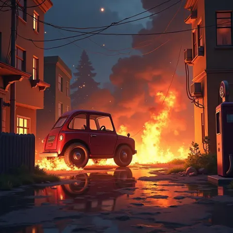 Pixar Style Crash of Metal and Antifreeze