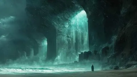 Onirical Storm Over Underground Sea Cavern