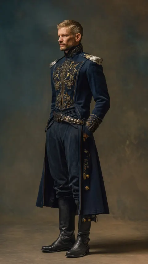 Full body shot, formal alpha ceremonial fantasy outfit