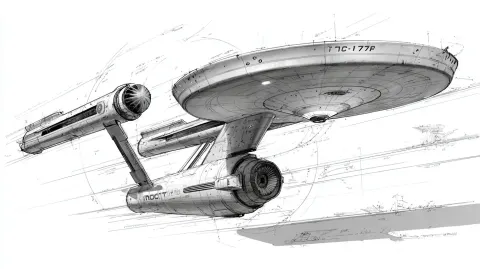 Industrial design sketch of star trek NCC-1701-A