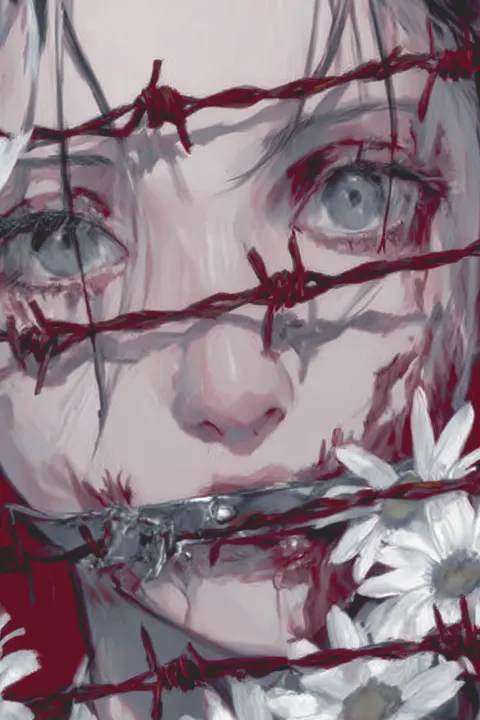This illustration is a masterful exercise in Gothic minimalism and symbolic oppression. A gothic ill