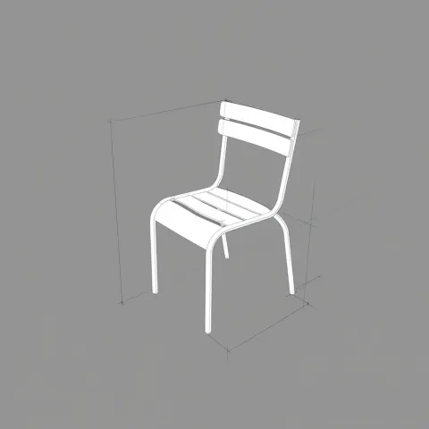 A clean technical CAD construction drawing for a sénat chair