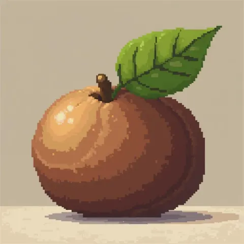 Elegant Pixel Hazelnut With a Green Leaf
