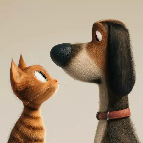 Cat And Dog Illustration