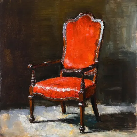 Ornate Mahogany Chair in Dappled Impressionist Light