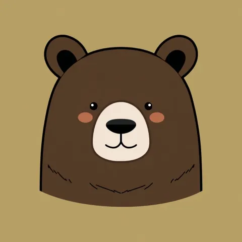 Kawaii grizzly bear head simple cute