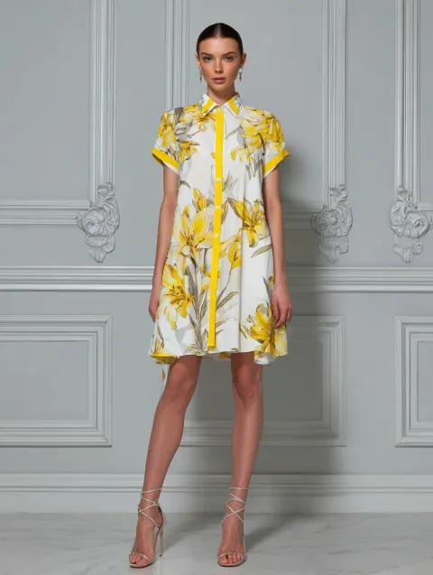 A 32-year-old elegant Italian woman wearing a loose and relax fit cap sleeves dress