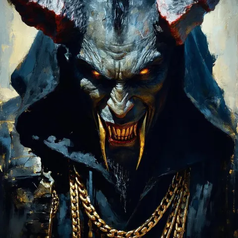 Impressionist Devil in a Black Hoodie