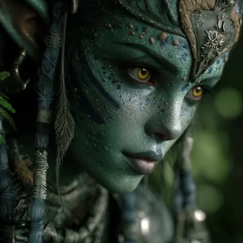 A female dnd githzerai spores Druid photo realistic high resolution