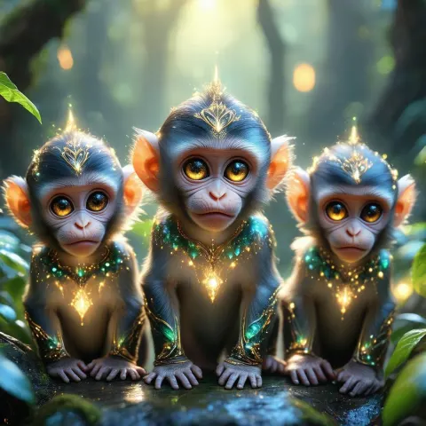 Luminous Fantasy Baby Monkeys in Magical Lineup