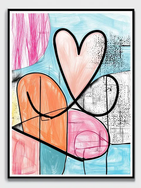 A graphic art design of a design with the words I love p.r including a heart, minimalist design