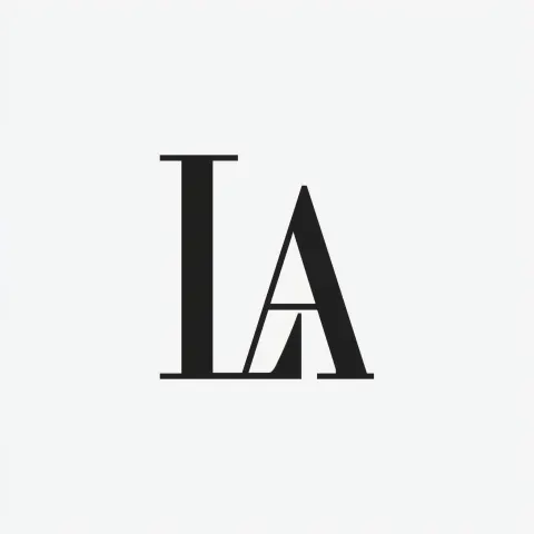 Un logo minimalista utilizando las letras L y A