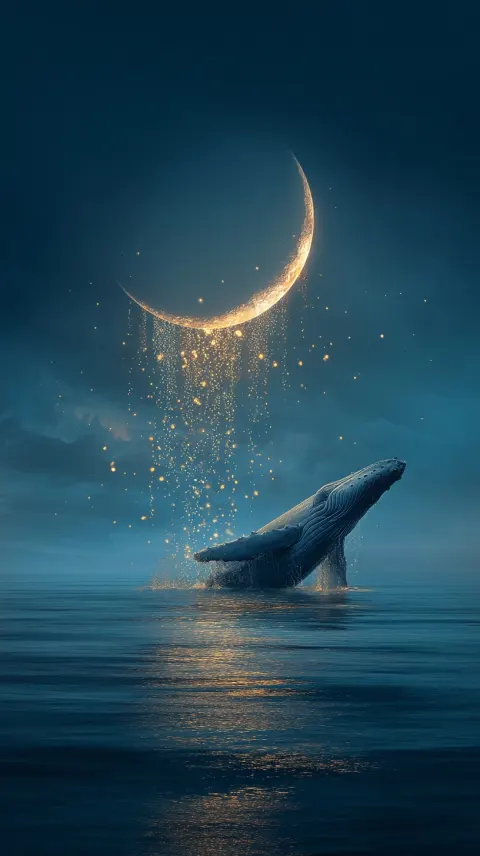 A surreal and dreamlike oceanic landscape in stunning 4K resolution. The scene is bathed in cool