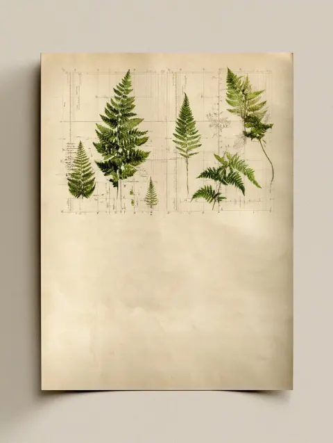 Flat vintage naturalist field journal page, scanned document style, single flat sheet only