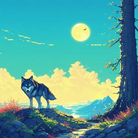 Iron Wolf Prowling in Eight Bit Gold
