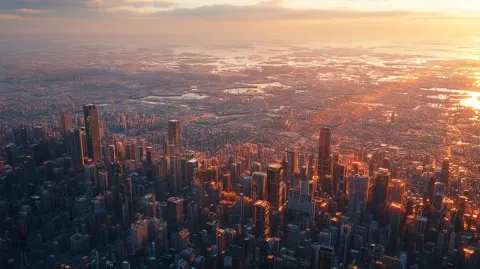 An epic photorealistic futuristic civilization powered by sustainable systems