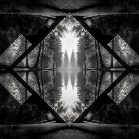 Patterns of the mind life like in the style of black and white photography