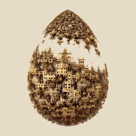 Illustration of a fractal parametric abstracted easter egg