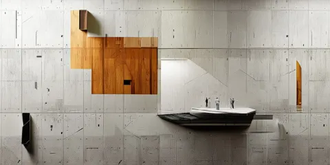 Create stunning scifi urban wall texture with orange minimalist markings and shapes