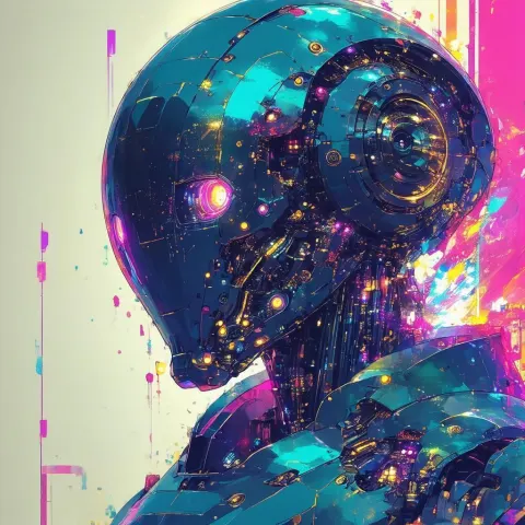 Metallic Mandala Faced Robot in Manga Energy