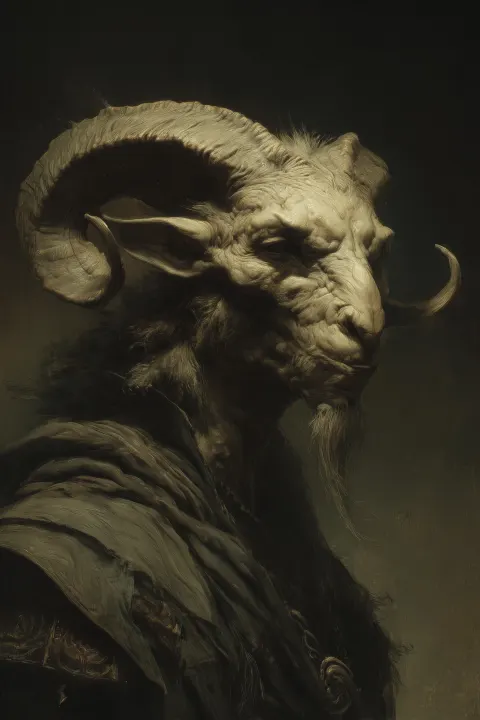Hyper realistic pencil drawing of a grotesque and horrendous goat head in the art style of Zdzisław