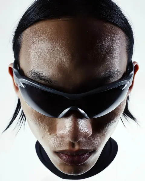 Hyperreal macro headshot of a 23 year old Korean male fashion model