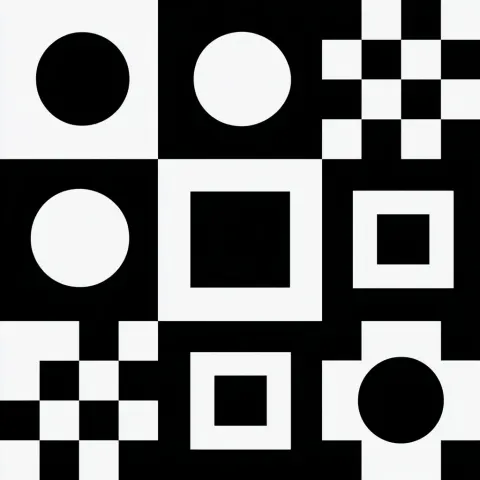 Isolated clipart image of Retro MOD Mid-Century Modern Scandi quilt pattern blocks vector