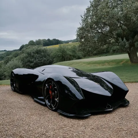 Concept car with the front subtly reminiscent of a renaissanceknights helmet