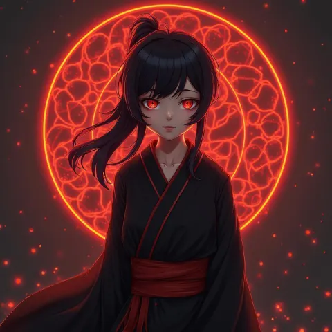 Itachi in Glowing Symmetrical Digital Light