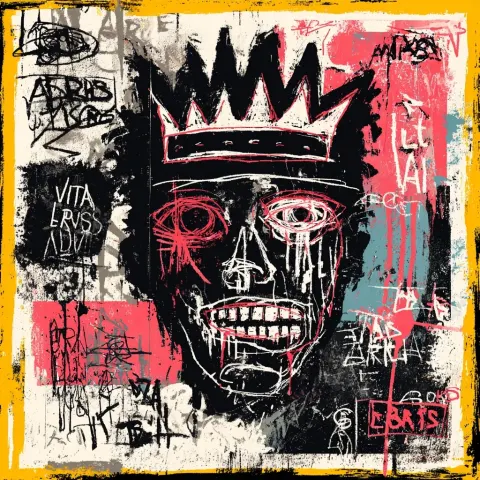 VITA BREVIS ARS LONGA, style of basquiat, rap album cover