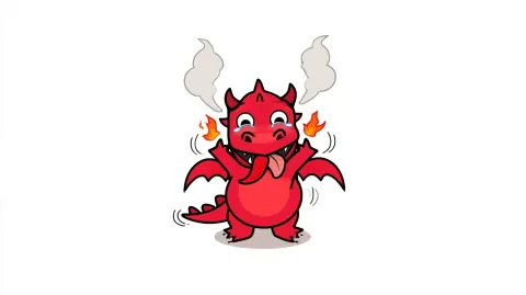 Using the attached red cartoon dragon as the character reference