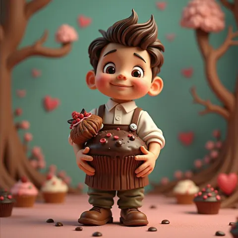 Claymation Boy as a Chocolate Cupcake Spirit