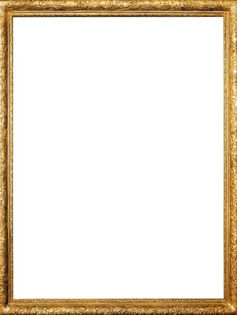 A Blank white space with a light golden thinner baroque frame that encompasses the image
