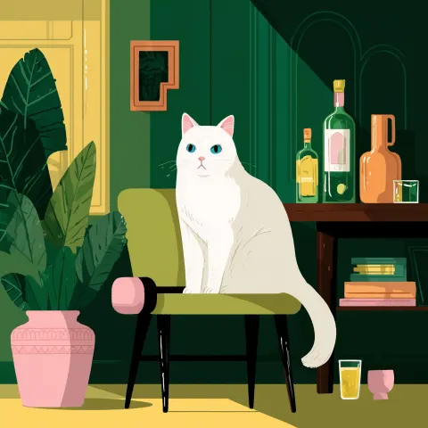 Modern flat illustration, minimal shapes, clean composition, mid-century color palette