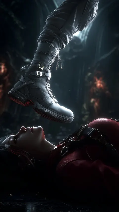 Ultra realistic cinematic shot, close-up low angle composition