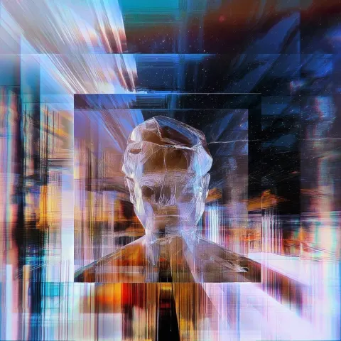 A glass being made of memories, vessels of stars and light, cosmic ghost