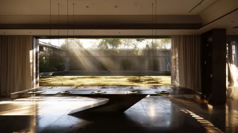 Long Dining Table in a Modern Chinese Villa
