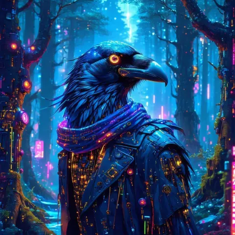 Neon Crow and Laughing Baron in Cyberforest
