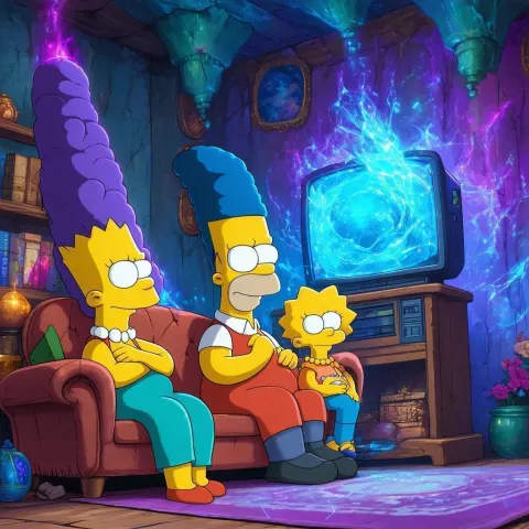 The Simpsons on an Enchanted Fantasy Couch