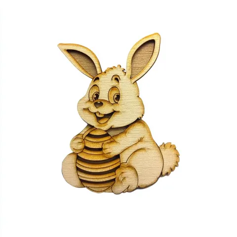 Cute easter bunny, holding an easter egg, laser cut template