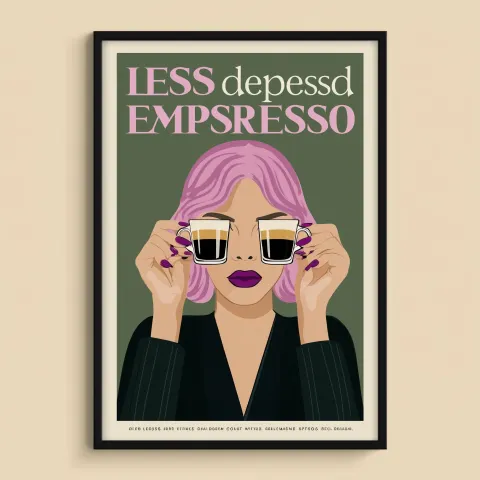 Minimalist poster with the bold text "lessdepressed