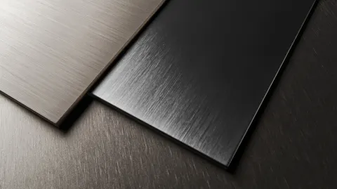 A professional scientific photograph of two surfaces placed diagonally