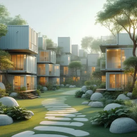 Minimalist Modular Homes in a Golden Park
